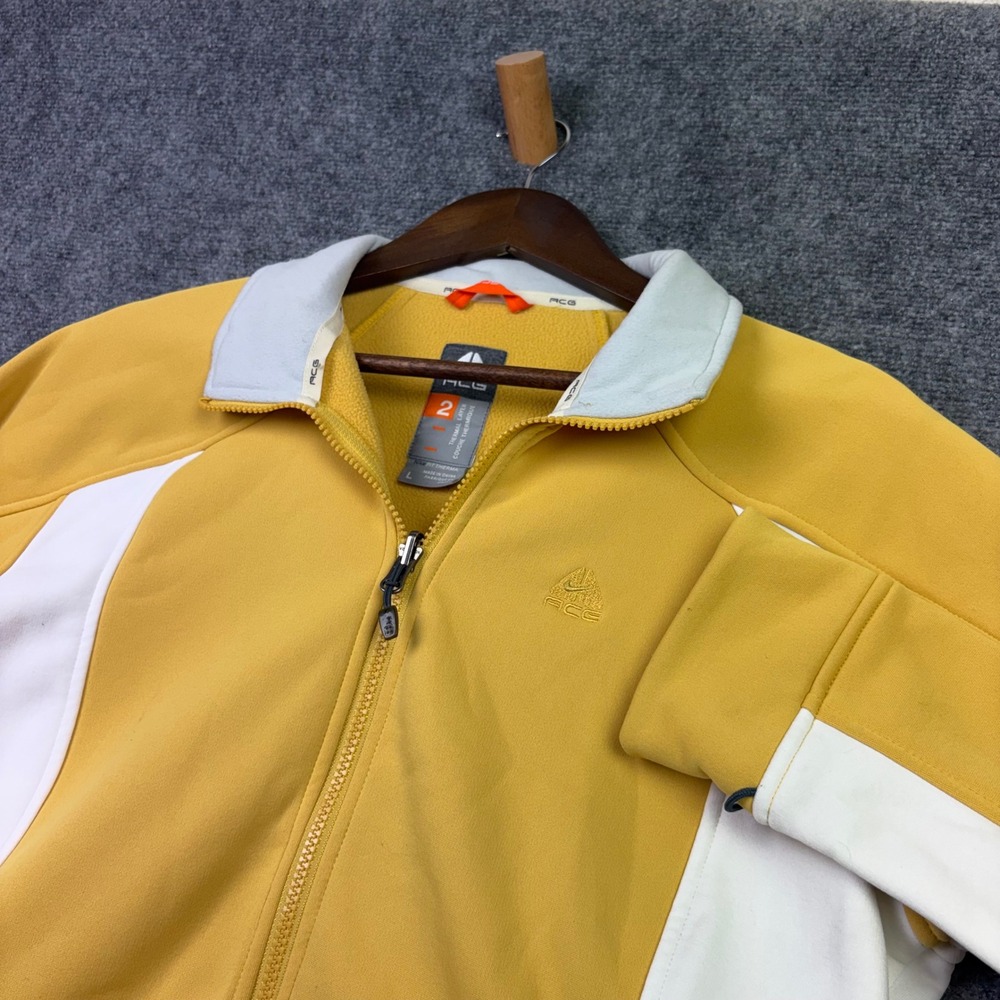 Nike ACG Fleece Jacket Women Large Yellow Fit Therma Full Zip Thermal Layer 0575